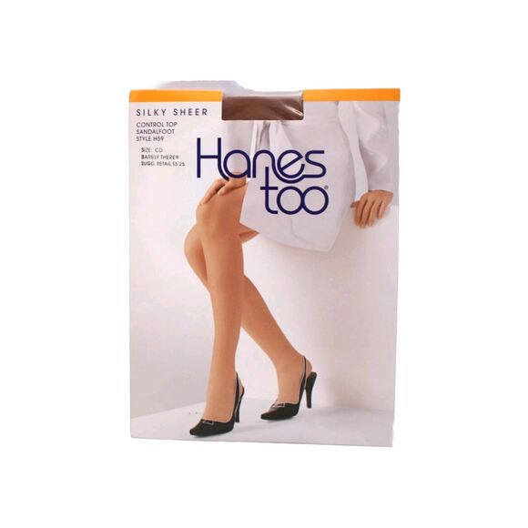 Hanes too Silky Sheer Pantyhose Control Top Sandalfoot Barely There Size CD - Picture 1 of 3